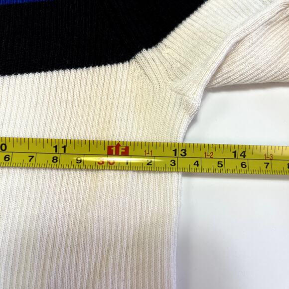 Athleta Small Brookshire Colorblock Ribbed Turtleneck Sweater Blue White Black - Picture 11 of 13